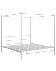 Białe metalowe łóżko małżeńskie 180x200 cm - Wertes w sklepie Edinos.pl