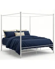 Białe metalowe łóżko małżeńskie 180x200 cm - Aveiro w sklepie Edinos.pl