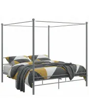 Szare duże łóżko z baldachimem 160x200 cm - Aveiro w sklepie Edinos.pl