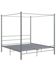 Szare duże łóżko z baldachimem 160x200 cm - Wertes w sklepie Edinos.pl
