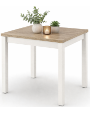 Kwadratowy rozkładany stół biały + dąb sonoma - Benita w sklepie Edinos.pl
