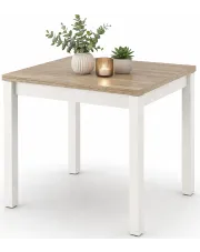 Kwadratowy rozkładany stół biały + dąb sonoma - Benita w sklepie Edinos.pl