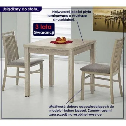 Zdjęcie rozkładany stół Cubires kwadrat biały z blatem dąb sonoma | Edinos.pl