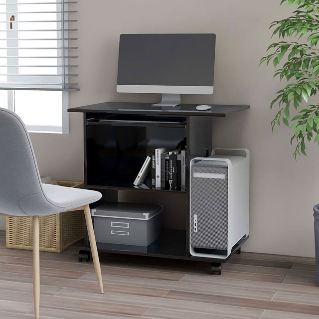 Czarne mobilne biurko na laptopa Fortis