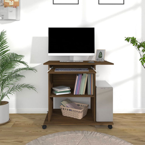 Wizualizacja wnętrza z biurkiem w kolorze brązowy dąb Mexo