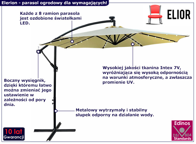 Parasol ogrodowy Elerion kolor beżowy