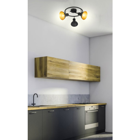Fotografia Potrójna metalowa lampa sufitowa do kuchni czarny + złoto - Z029-Engo z kategorii Kuchnia i Jadalnia