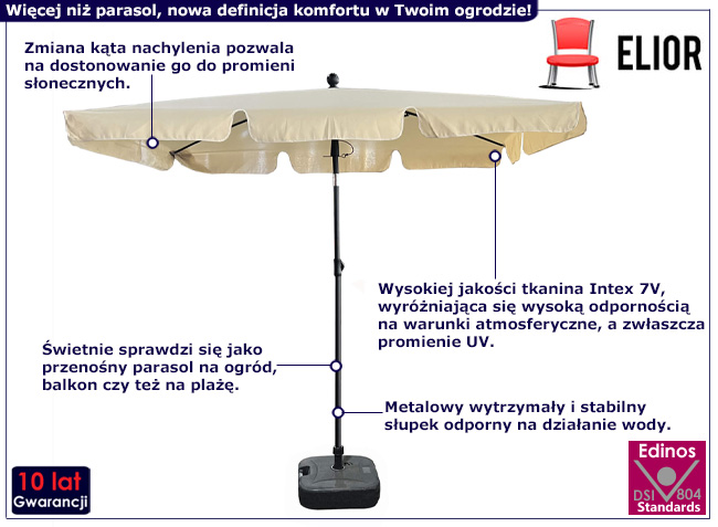 Beżowy parasol ogrodowy Feso