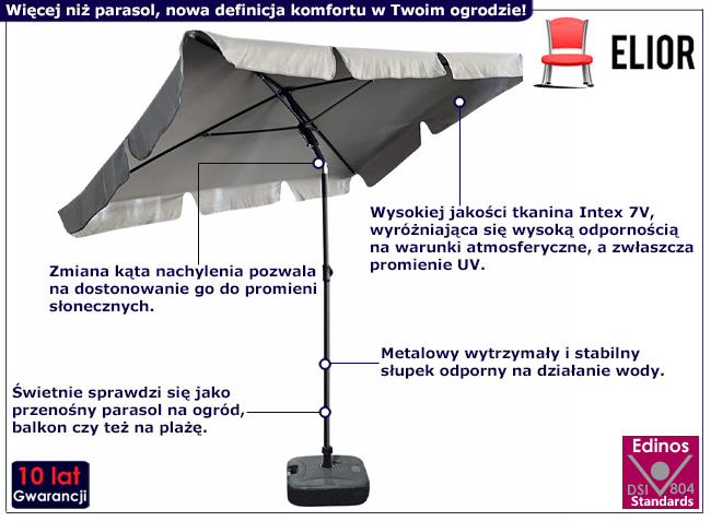 Jasnoszary parasol ogrodowy Toverio