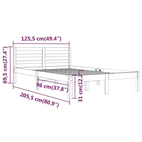 Szczegółowe zdjęcie nr 9 produktu Czarne sosnowe łóżko do sypialni 120x200 cm - Jaxo 4X