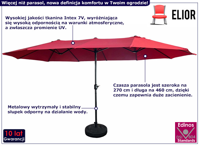 Czerwony parasol ogrodowy Olvina