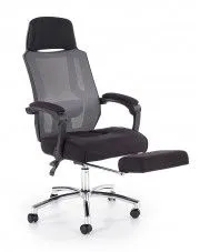 Ergonomiczny fotel obrotowy z podnóżkiem czarny + szary - Timar w sklepie Edinos.pl