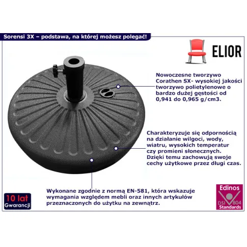 Okrągła podstawa parasola Soresi 3X