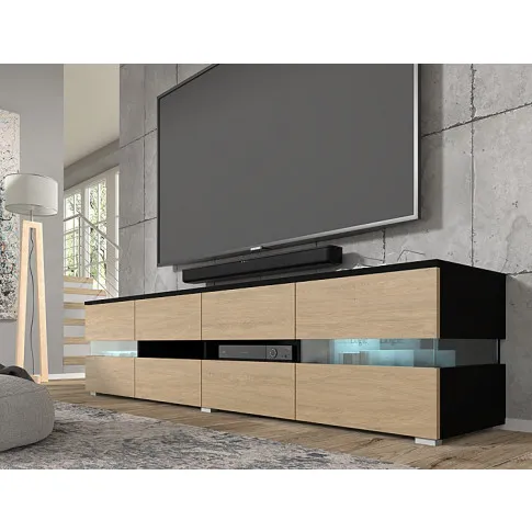 aranżacja z szafką rtv czarny + dąb Divento