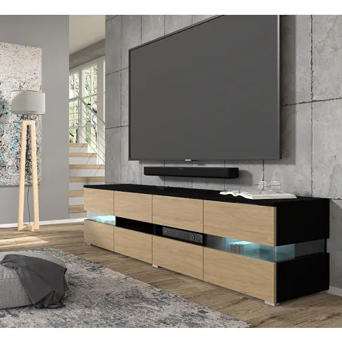 aranżacja z szafką pod TV czarny + dąb Divento