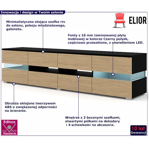 szafka pod tv czarny + dąb Divento