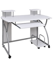 Białe biurko komputerowe z półkami na kółkach - Elmot