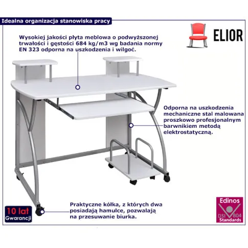 Białe biurko na kółkach Emot