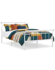 Białe metalowe łóżko małżeńskie 140x200 cm - Ventano w sklepie Edinos.pl