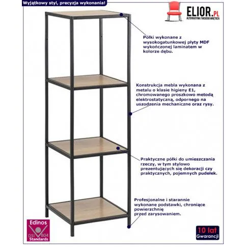 Fotografia Regał Medox - czarny + dąb z kategorii Meble do przechowywania