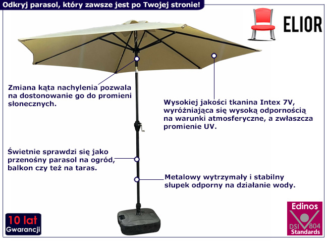Beżowy parasol ogrodowy Łaross
