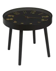 Czarny okrągły stolik kawowy z zegarem - Ahor