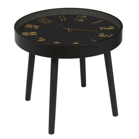 Czarny stolik kawowy z zegarem w blacie Ahor