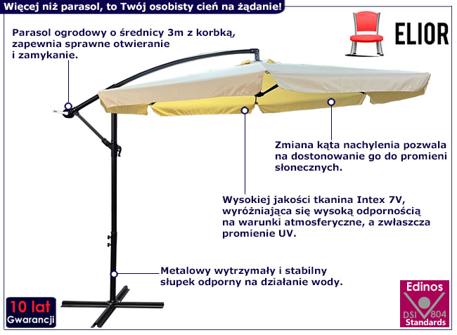 Beżowy parasol ogrodowy Tulior