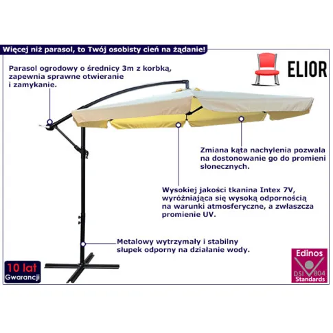 Beżowy parasol 300 cm Tulior