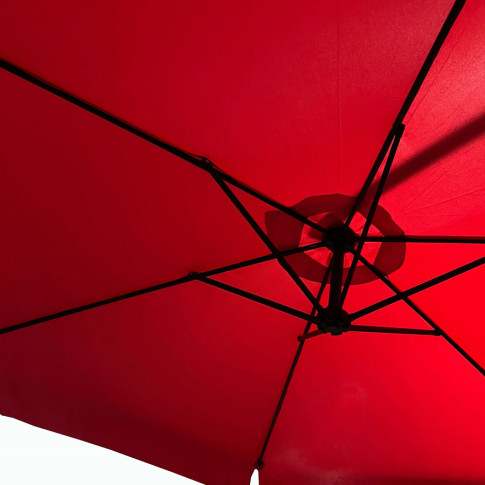 Czerwony otwarty parasol ogrodowy Tulior