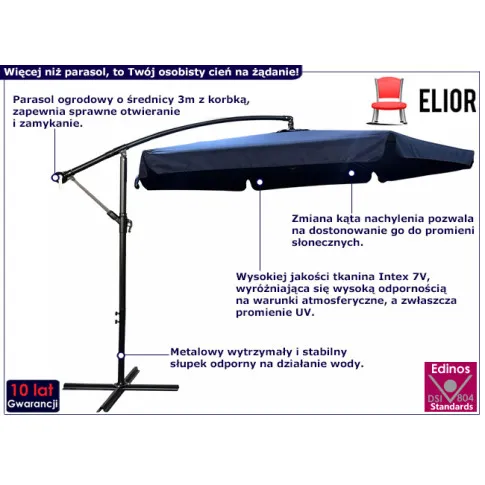 Granatowy parasol 300 cm Tulior
