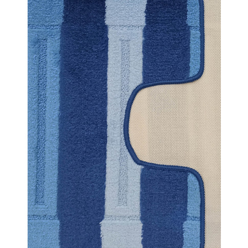 komplet niebieskich dywaników w pasy lopo