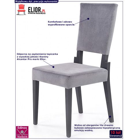 Fotografia Tapicerowane krzesło drewniane Elton - popiel + grafit z kategorii Krzesła