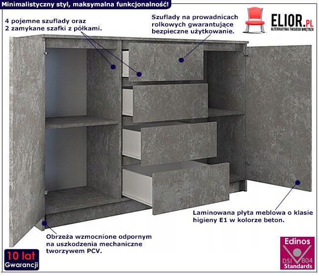 Industrialna komoda do loftu beton Intia 2X