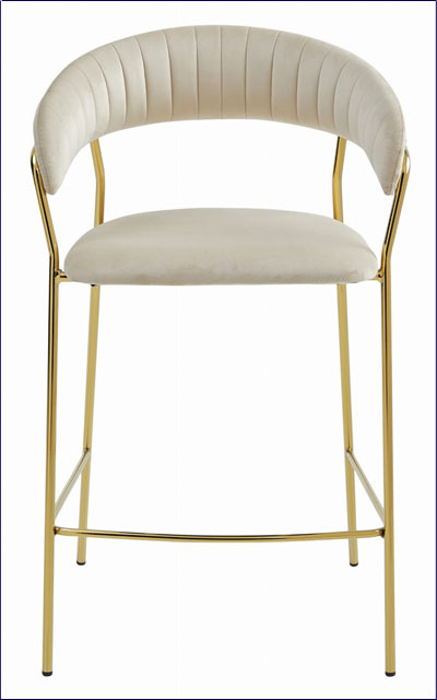 Welurowy beżowy hoker metalowy tapicerowany Nesto