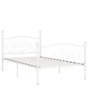 Białe metalowe łóżko z zagłówkiem 100x200 cm - Tulvos