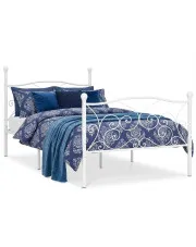 Białe metalowe łóżko z zagłówkiem 100x200 cm - Donner w sklepie Edinos.pl