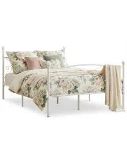 Białe rustykalne łóżko małżeńskie 160x200 cm - Donner w sklepie Edinos.pl