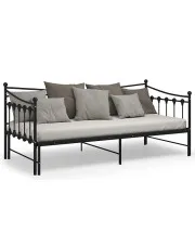 Czarne rozkładane łóżko metalowe 90x200 cm - Sawga w sklepie Edinos.pl
