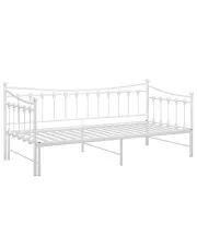 Białe rozkładane łóżko metalowe 90x200 cm - Tassimo w sklepie Edinos.pl