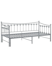 Szare rozkładane łóżko pojedyncze metalowe 90x200 cm - Tassimo w sklepie Edinos.pl
