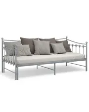 Szare rozkładane łóżko metalowe 90x200 cm - Sawga w sklepie Edinos.pl