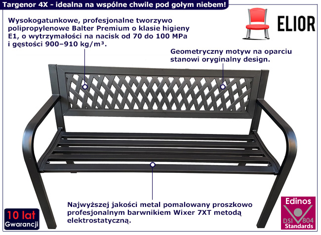 Czarna ławka ogrodowa Targenor 4X