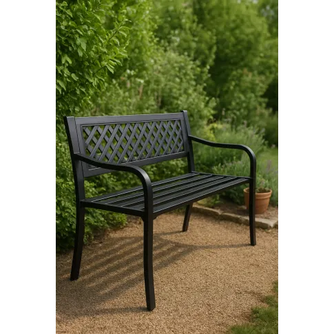 Czarna parkowa ławka ogrodowa z oparciem   Happy 4X