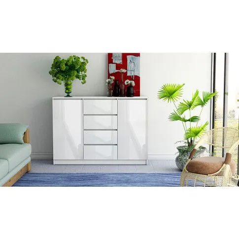 Szczegółowe zdjęcie nr 4 produktu Lakierowana komoda Diegi 3X - biały połysk