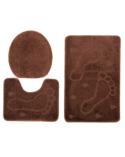 Komplet 3 częściowy brązowych dywaników do łazienki - Wako 4X