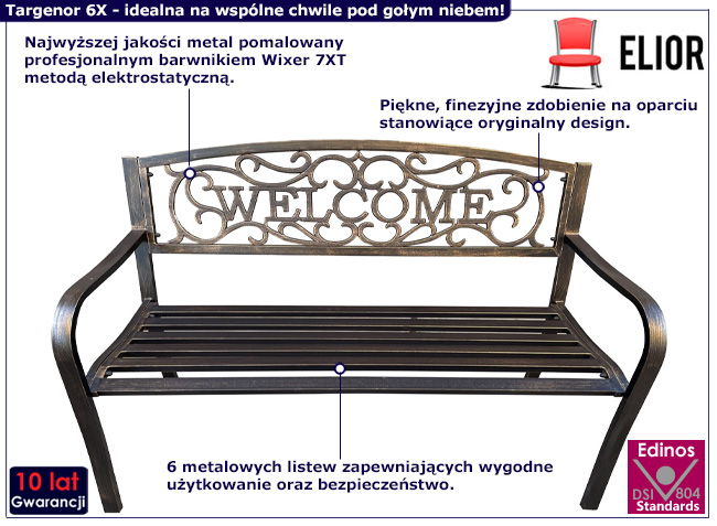 Brązowa ławka ogrodowa Targenor 6X