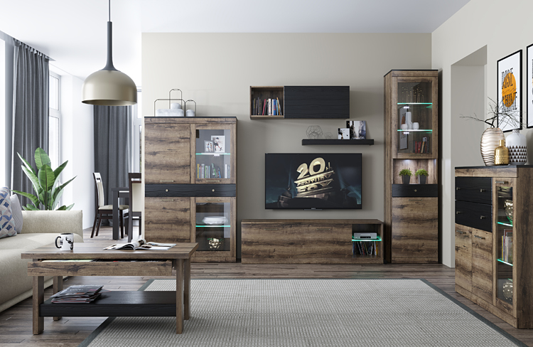 Wizualizacja wnętrza z zestawem mebli Fiordes