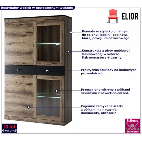 Witryna w kolorze dąb monastery Fiordes 16X