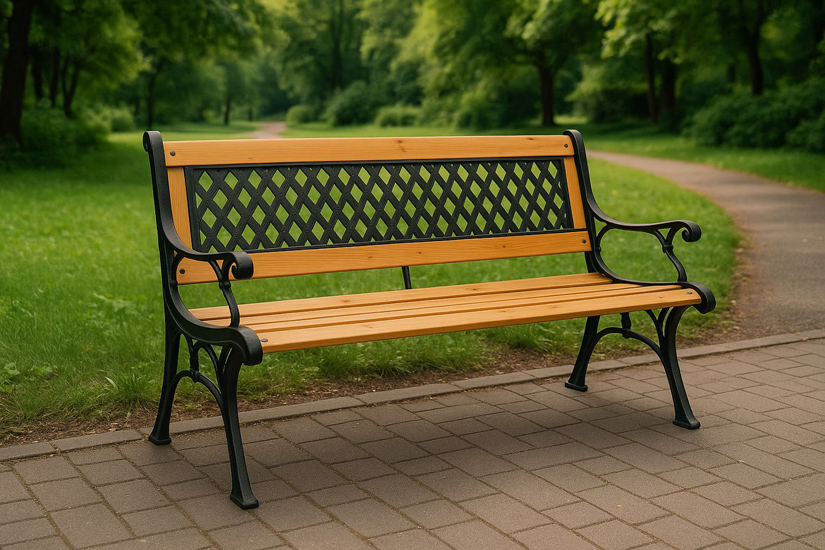 Ławka do ogrodu z metalowym stelażem 